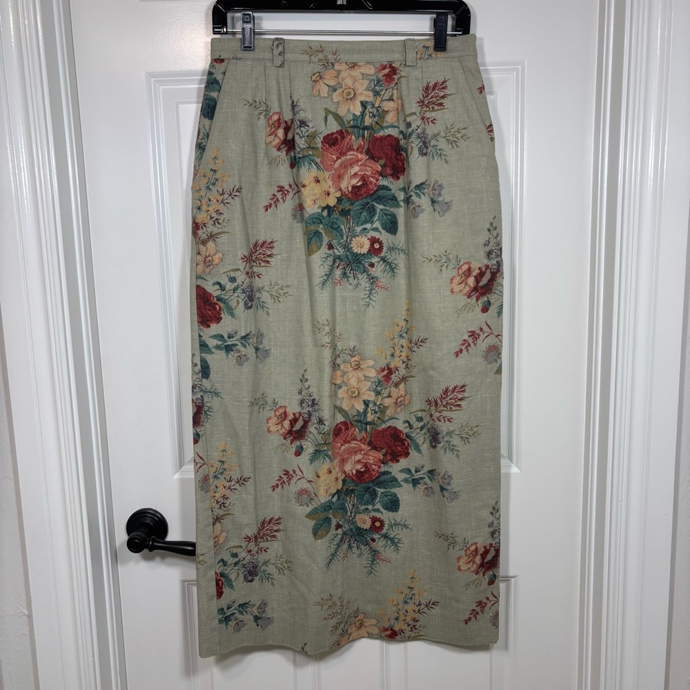 Vintage Sharon Young Sportswear Floral Print Midi Pencil Skirt Women’s 8